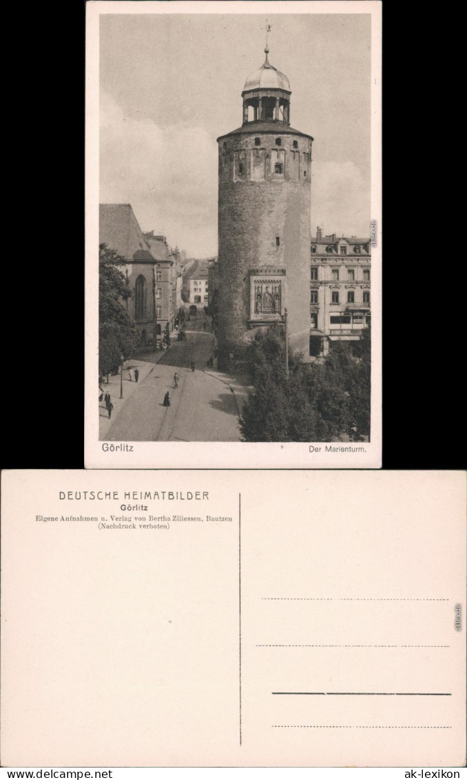 Ansichtskarte Görlitz Zgorzelec Straßenpartie - Marienturm 1928  - Görlitz