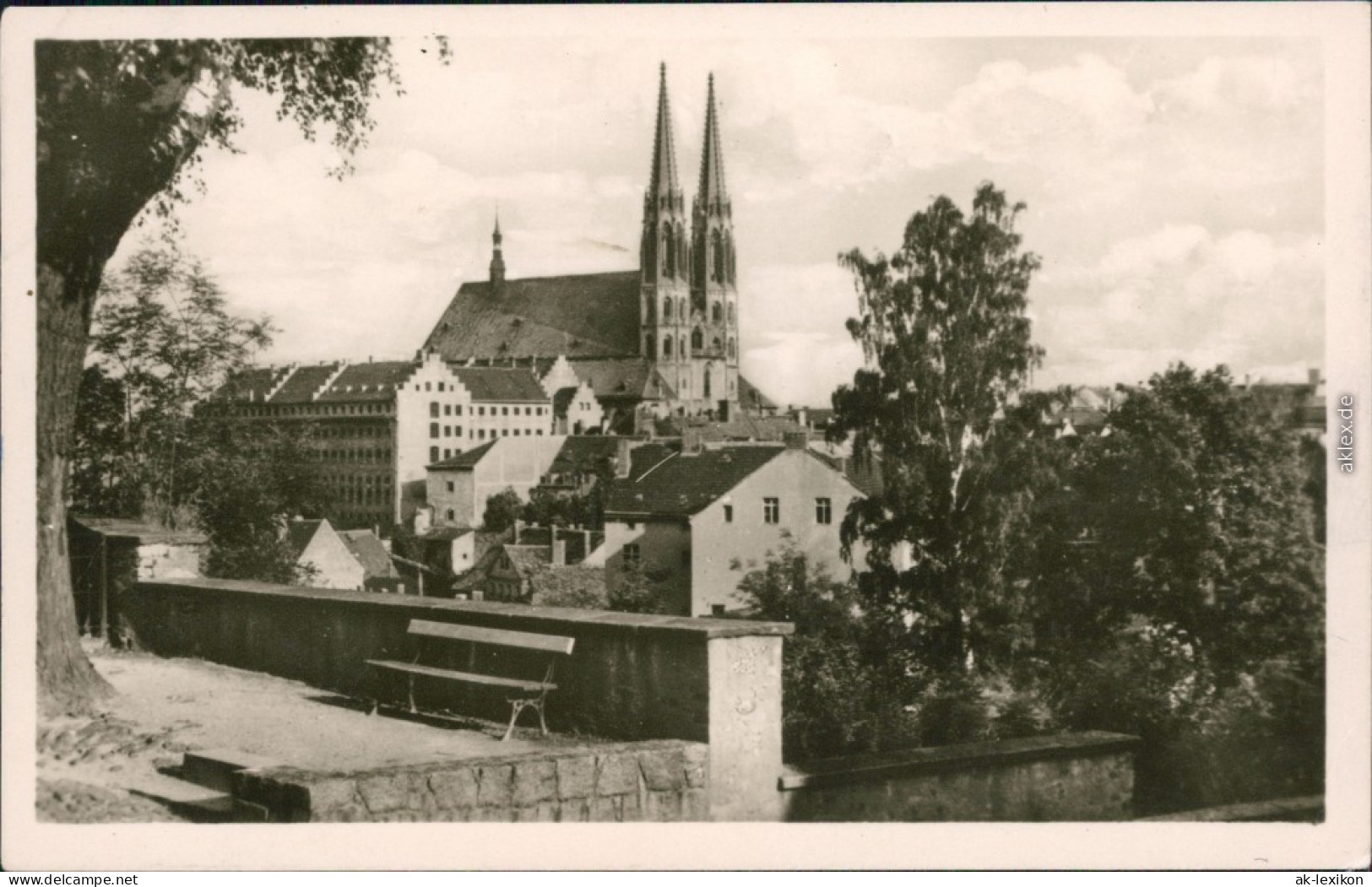 Ansichtskarte Görlitz Zgorzelec Anlagen, Parkbank - Stadt 1953  - Görlitz