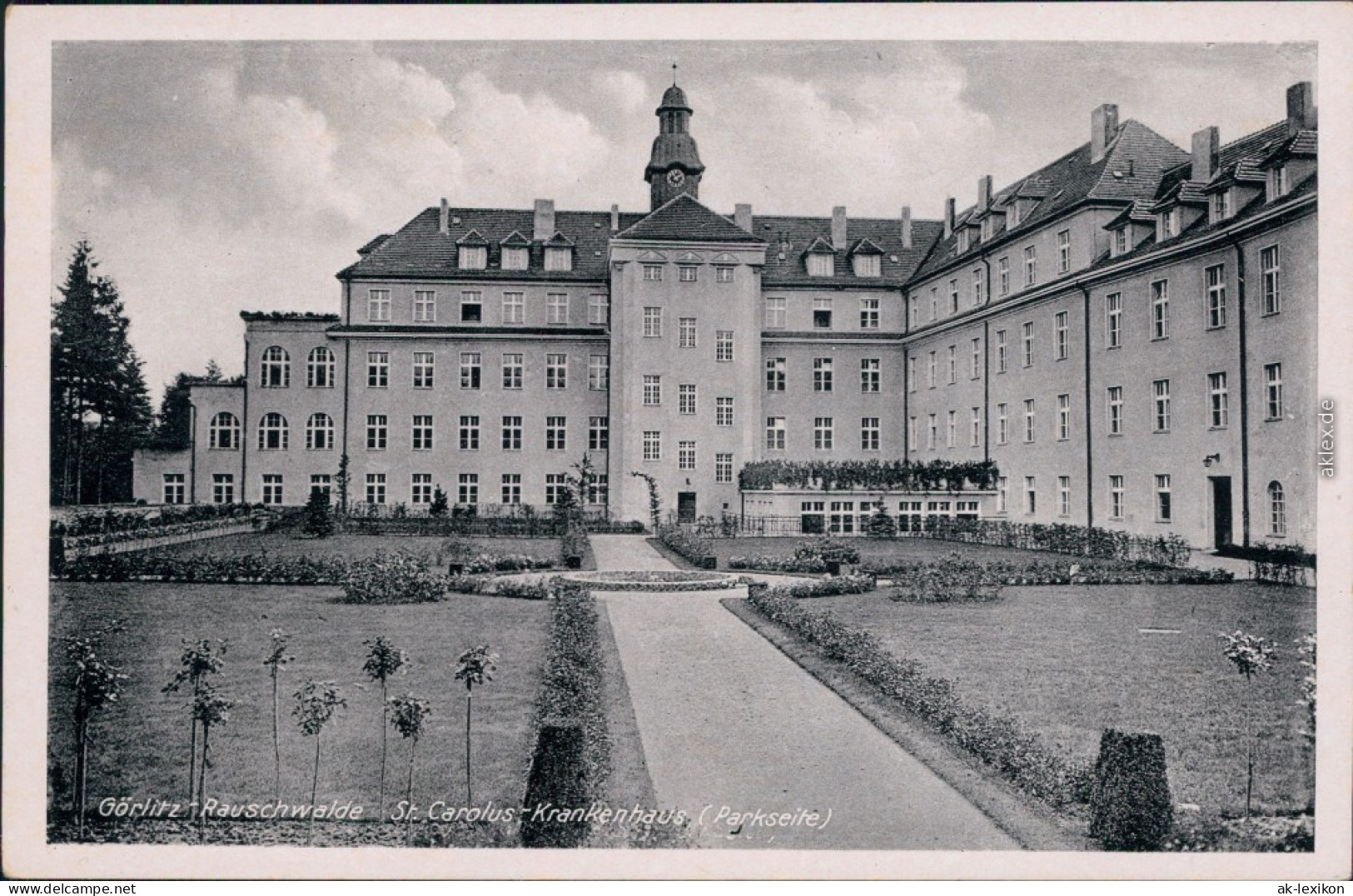 Rauschwalde-Görlitz Zgorzelec St Carolus Krankenhaus - Parkseite 1932  - Görlitz