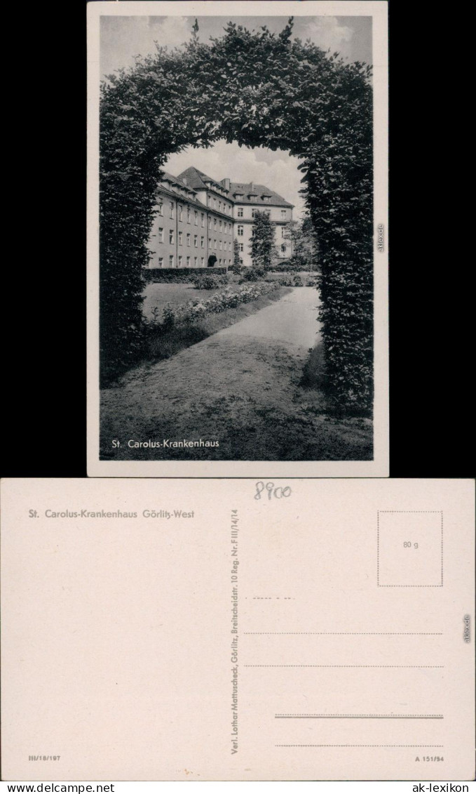 Ansichtskarte Görlitz Zgorzelec St. Carolus Krankenhaus 1954  - Görlitz