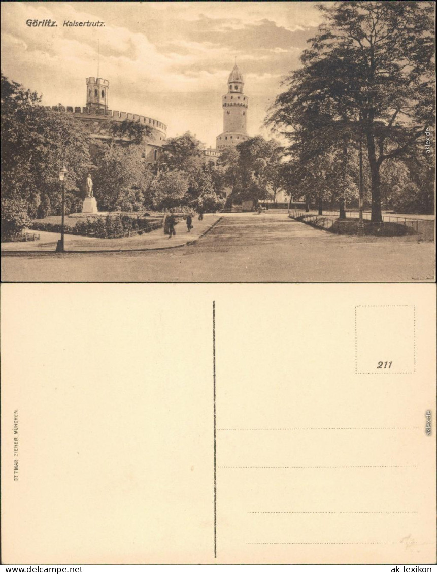 Ansichtskarte Görlitz Zgorzelec Straßenpartie, Anlagen - Kaisertrutz 1913  - Görlitz