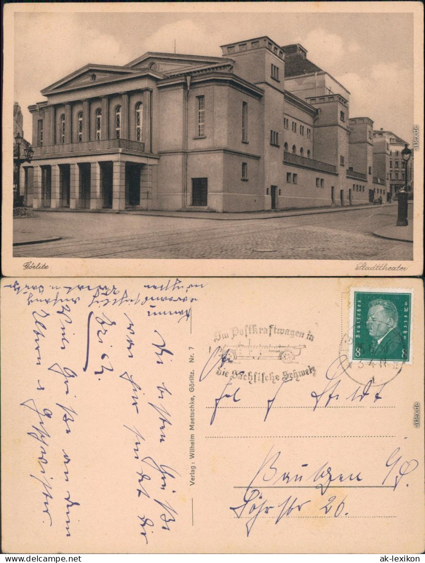 Görlitz Zgorzelec Straßenpartie Am Stadttheater/Gerhart-Hauptmann-Theater 1929  - Goerlitz