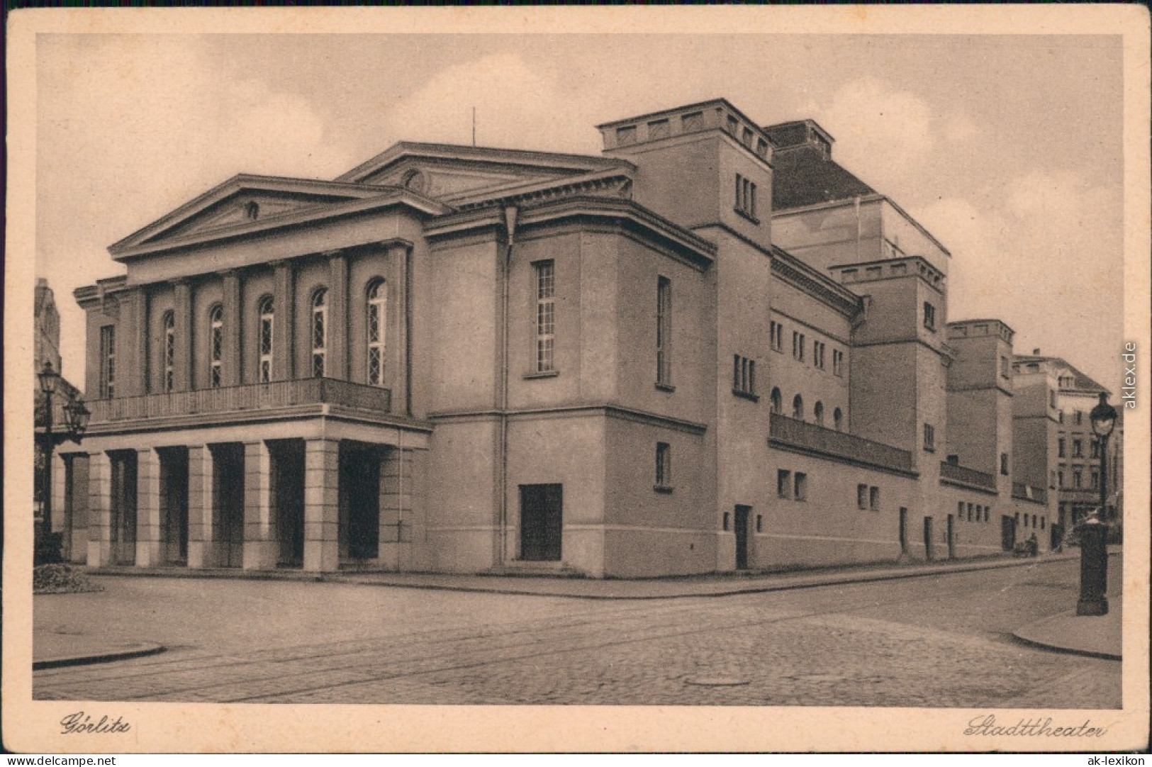 Görlitz Zgorzelec Straßenpartie Am Stadttheater/Gerhart-Hauptmann-Theater 1929  - Goerlitz