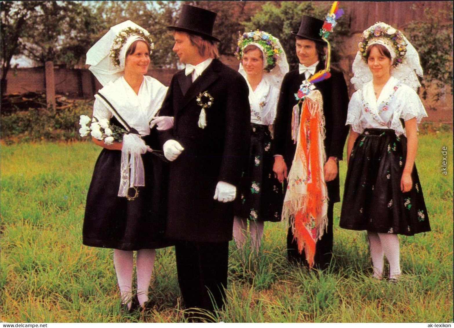 Ansichtskarte  Niedersorbische Hochzeit 1980 - Trachten