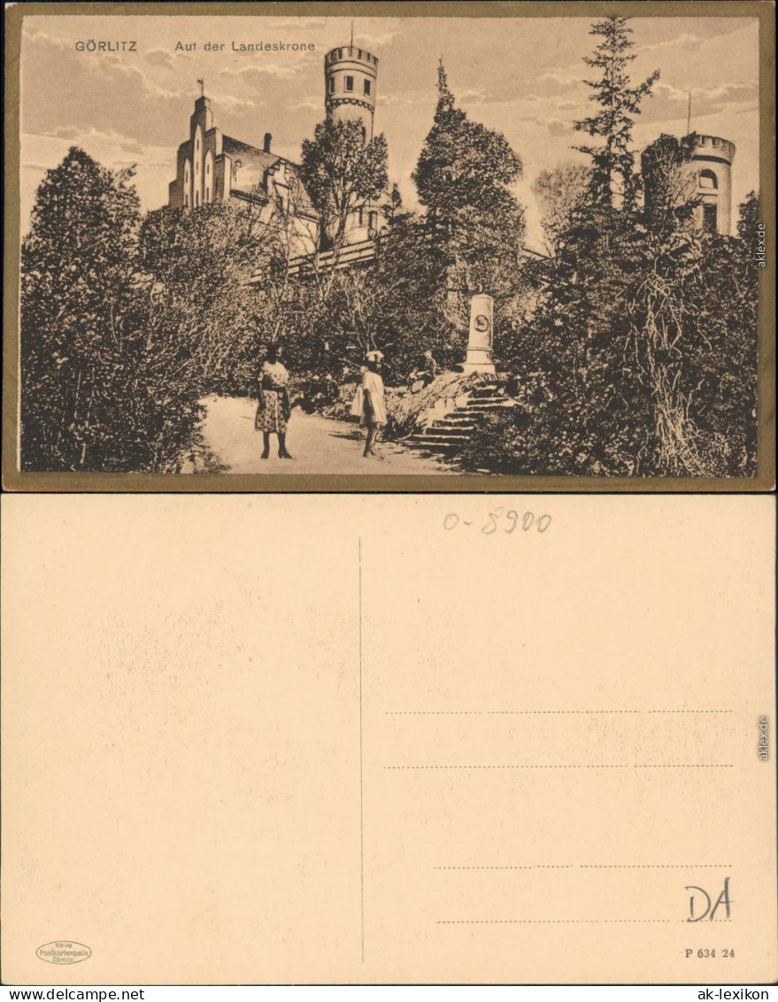 Görlitz Zgorzelec Künstlerkarte Goldrand - Denkmal - Landeskrone 1920  - Görlitz