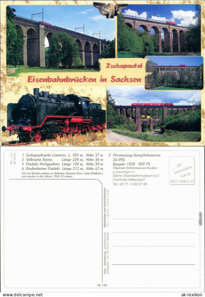 Ansichtskarte Zschopau Eisenbahnbrücken, Zschopautal 2002 - Zschopau