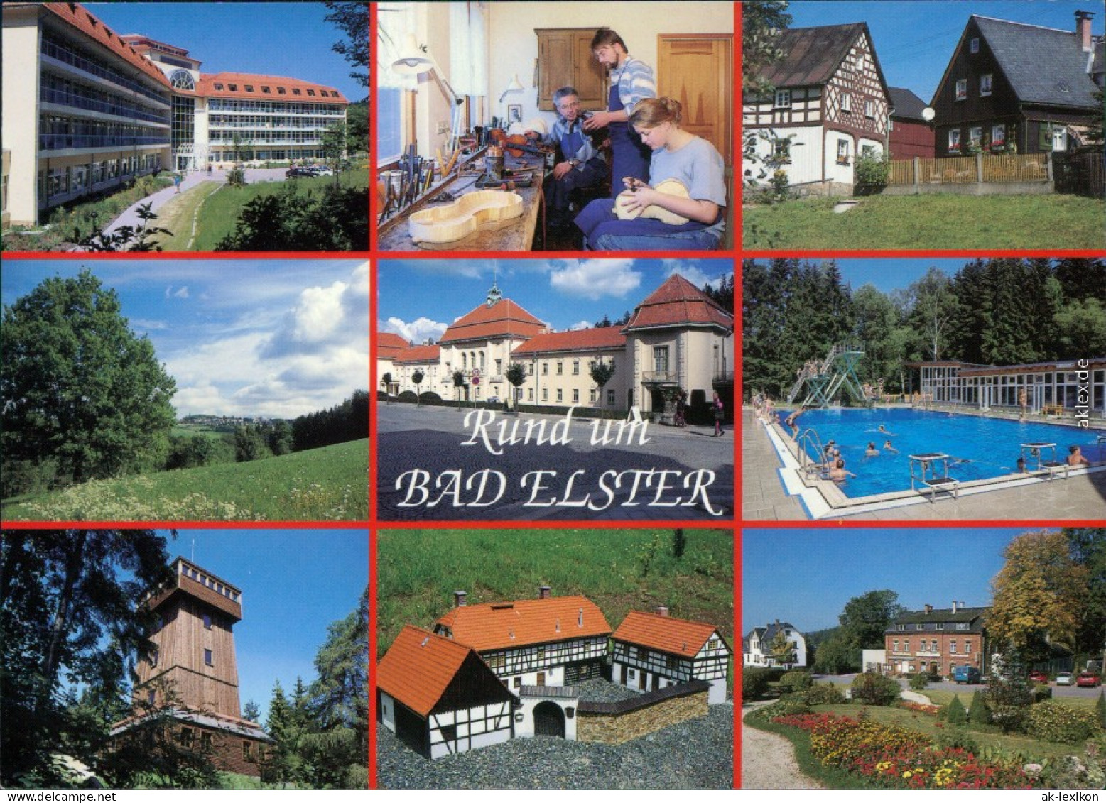 Bad Elster Klinik, Ortsmotive, Schwimmbad, Aussichtsturm, Gasthof 2002 - Bad Elster