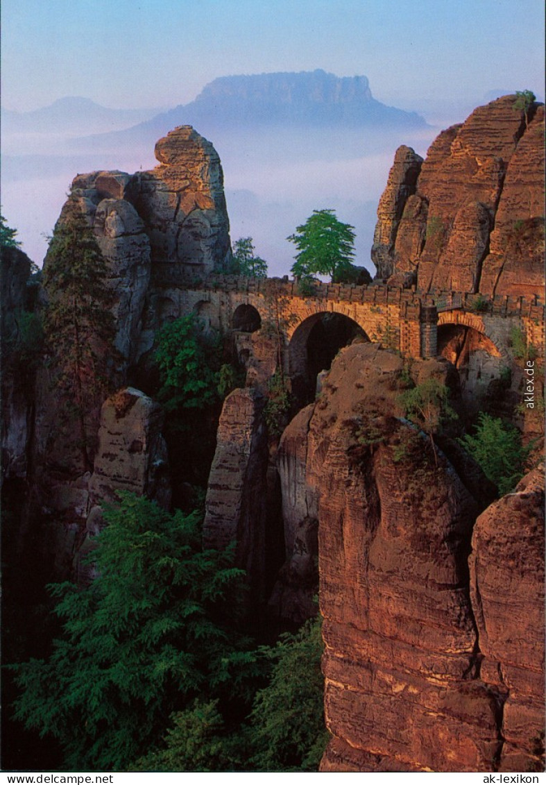 Lohmen (Sachsen) Basteibrücke - Sächsische Schweiz, Lilienstein 2002 - Bad Schandau