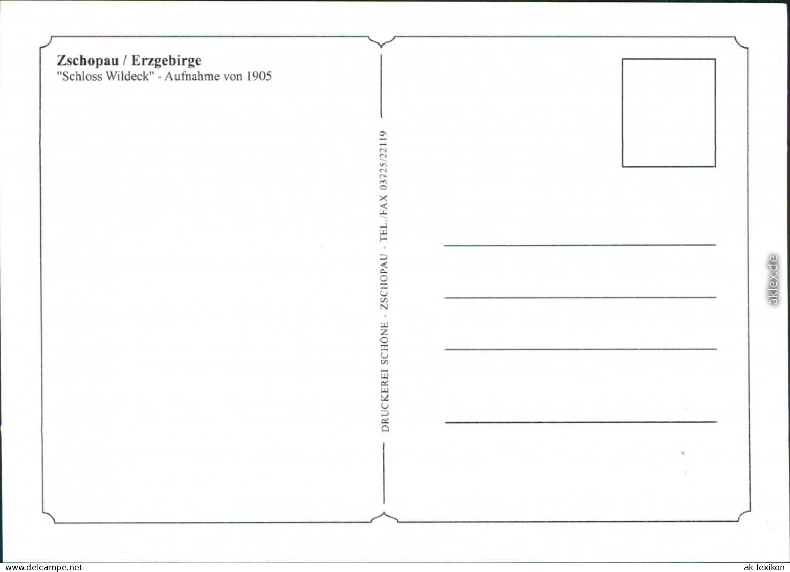 Ansichtskarte Zschopau Repro - Schloss Wildeck 1905/2000 - Zschopau