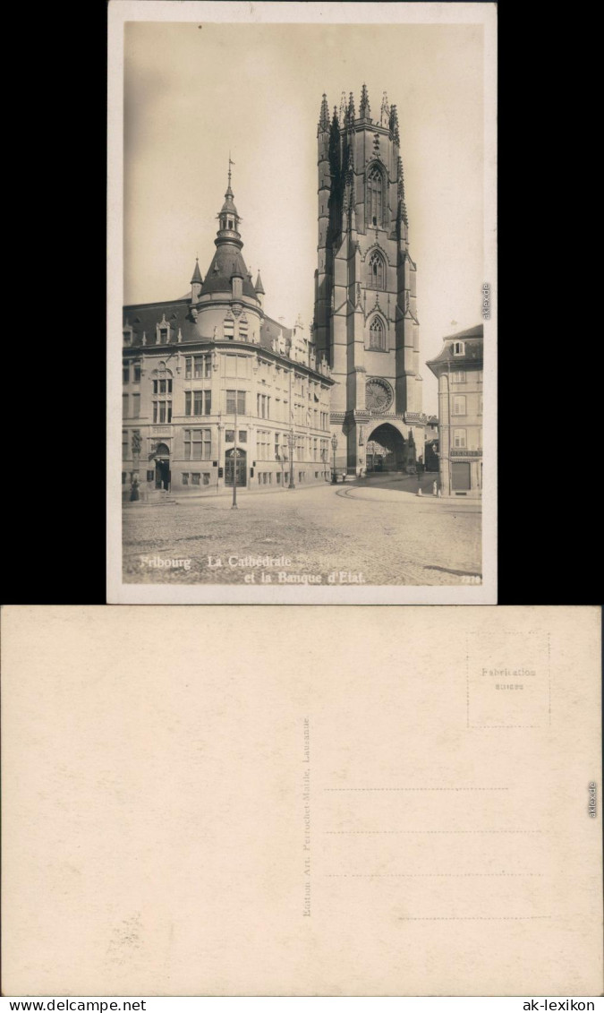 Freiburg Im Üechtland Fribourg Cathedrale Et Banque/Straßenpartie, Bank  1930 - Autres & Non Classés