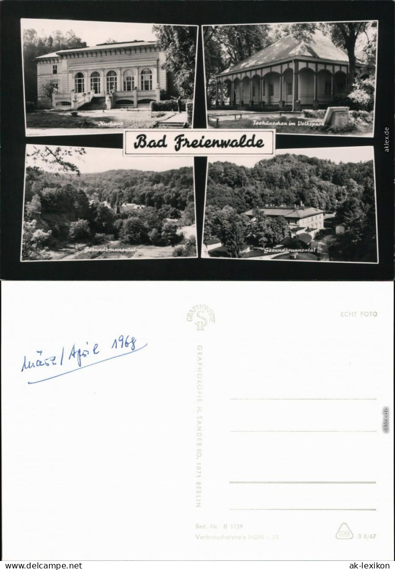 Ansichtskarte Bad Freienwalde Kurhaus, Teehäuschen, Gesundbrunnental 1967 - Bad Freienwalde