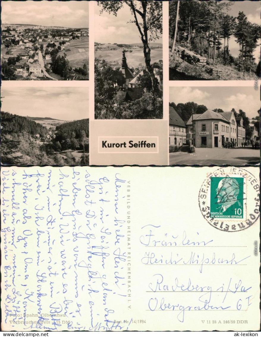 Ansichtskarte Seiffen (Erzgebirge) Panorama, Wald, Ortsansicht, Kirche 1959 - Seiffen