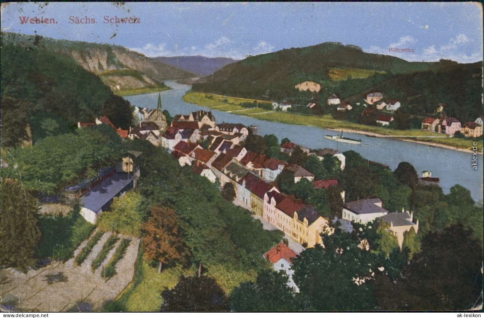 Ansichtskarte Wehlen Panorama-Ansicht 1922 - Wehlen