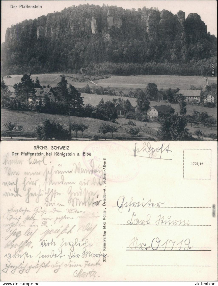 Pfaffendorf-Königstein (Sächsische Schweiz) Pfaffenstein Und Barbarine 1930 - Koenigstein (Saechs. Schw.)