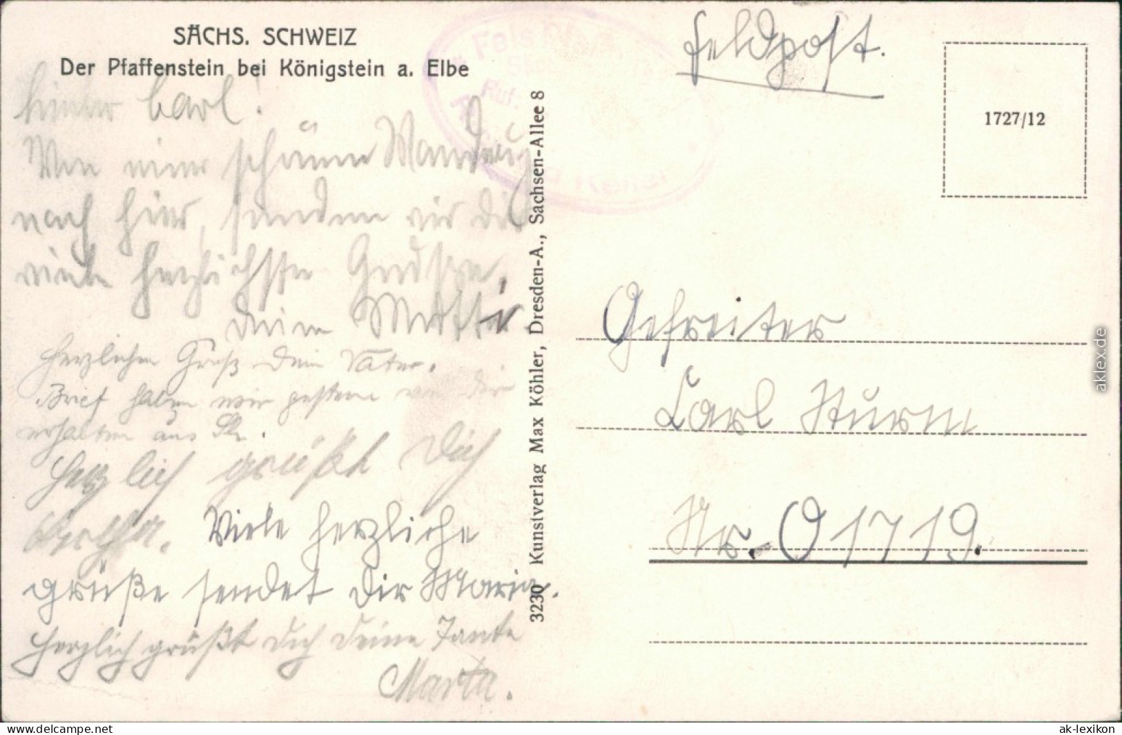 Pfaffendorf-Königstein (Sächsische Schweiz) Pfaffenstein Und Barbarine 1930 - Königstein (Sächs. Schw.)