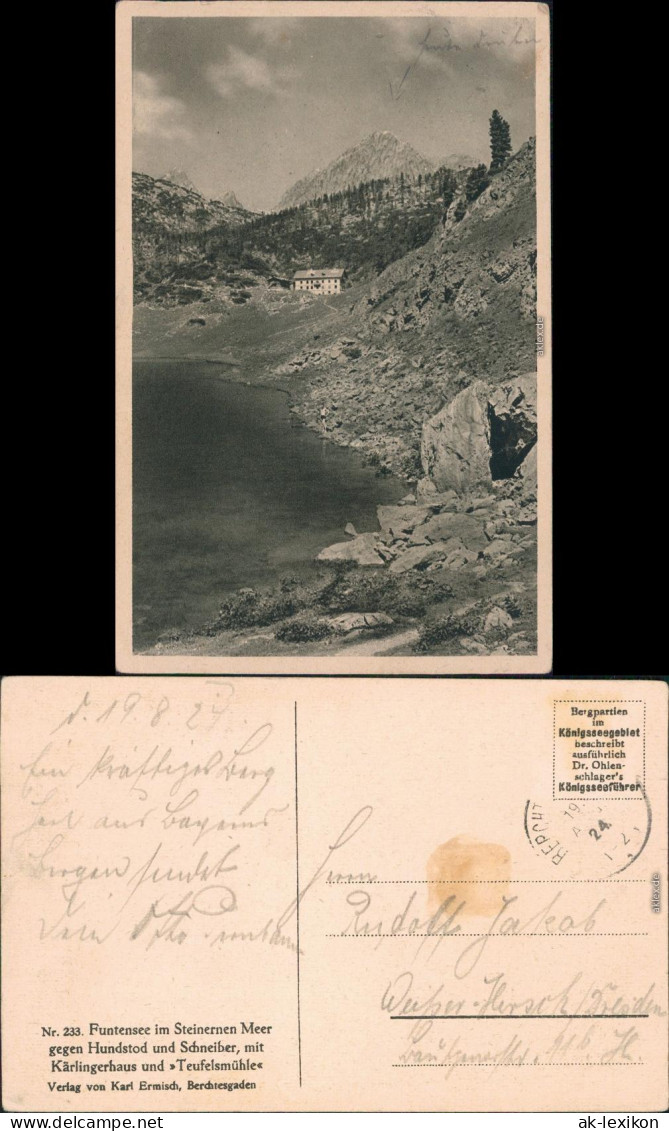 Ansichtskarte Berchtesgaden Funtensee Mit Kärlingerhaus 1924 - Berchtesgaden