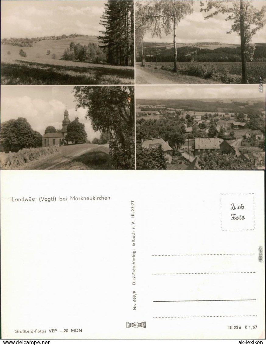 Ansichtskarte Landwüst-Markneukirchen Panorama, Kirche, Landschaft 1967 - Markneukirchen