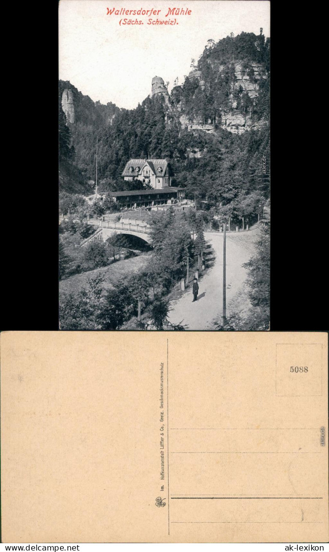 Ansichtskarte Porschdorf-Bad Schandau Waltersdorfer Mühle 1912 - Bad Schandau