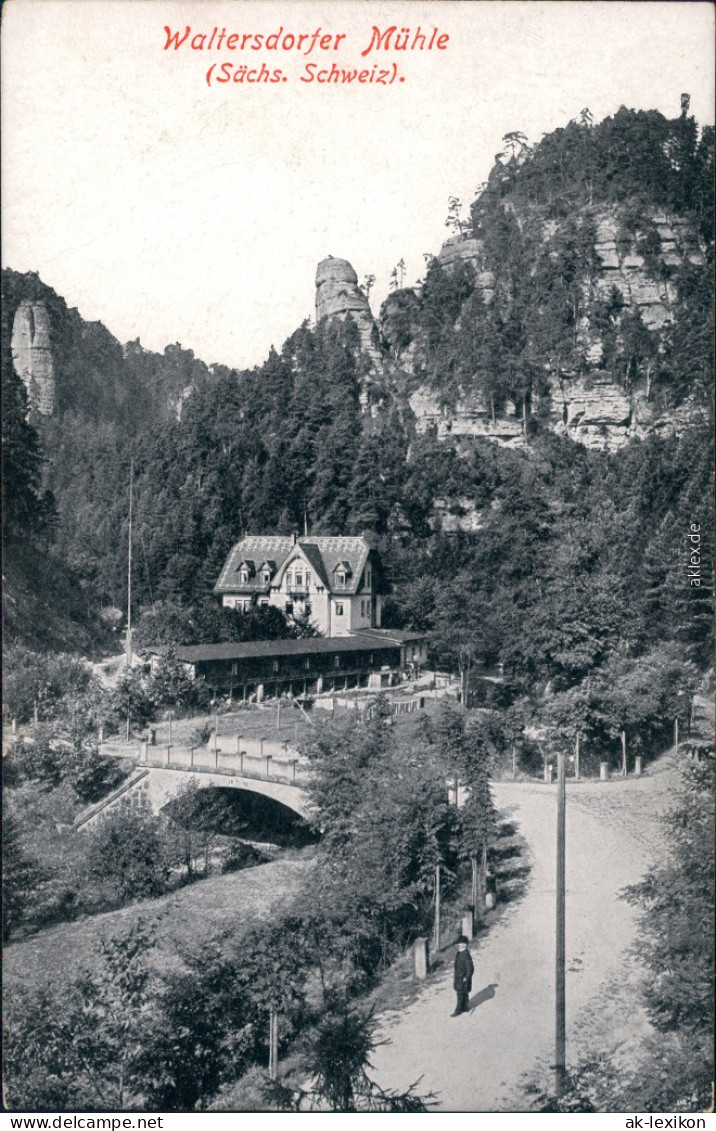 Ansichtskarte Porschdorf-Bad Schandau Waltersdorfer Mühle 1912 - Bad Schandau