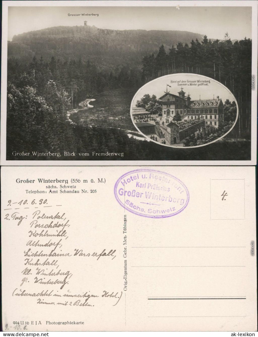 Ansichtskarte Schmilka Großer Winterberg 1930 - Schmilka