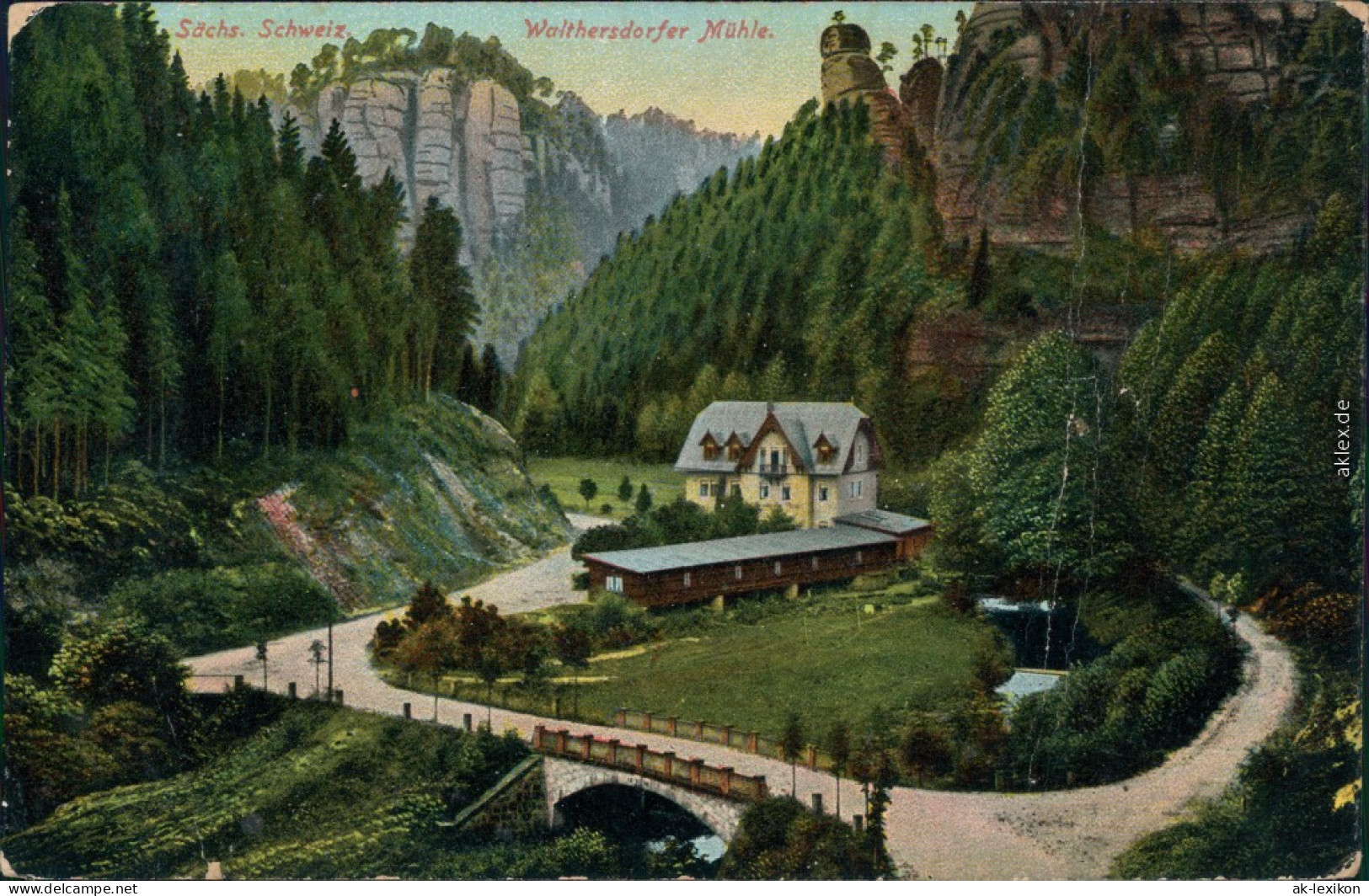 Ansichtskarte Porschdorf-Bad Schandau Walthersdorfer Mühle 1905 - Bad Schandau