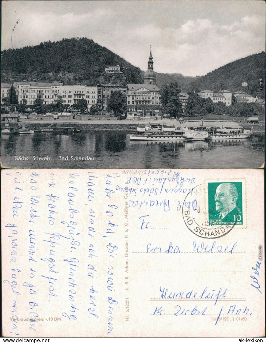 Ansichtskarte Bad Schandau Elbdampfer, Blick Auf Den Ort 1960 - Bad Schandau