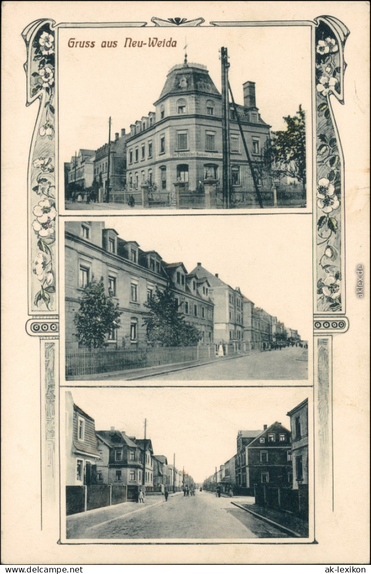 Ansichtskarte Neuweida-Riesa 3 Bild: Straßen Und Villen 1908 - Riesa
