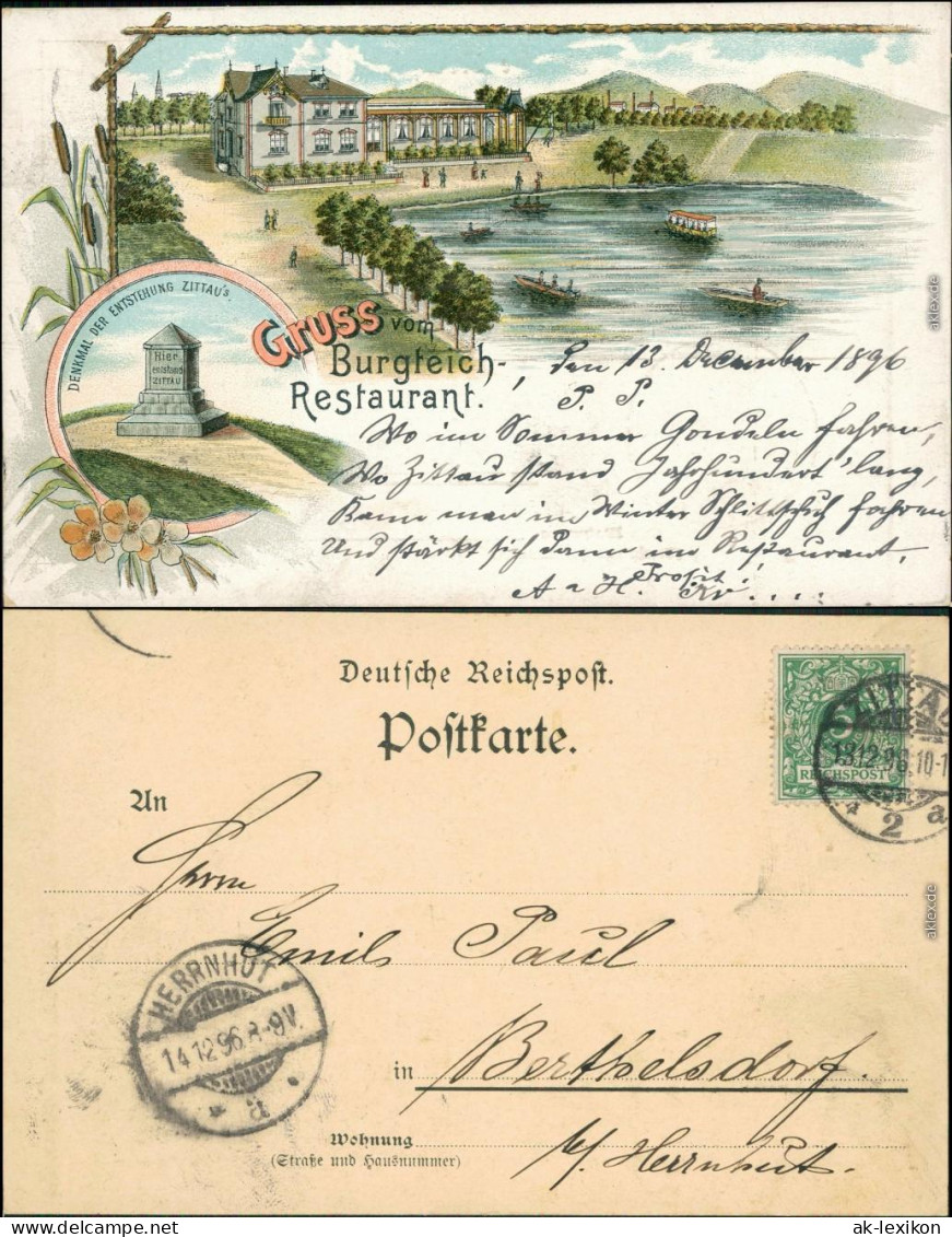 Ansichtskarte Zittau Litho AK - Burgteich Restaurant 1896  - Zittau