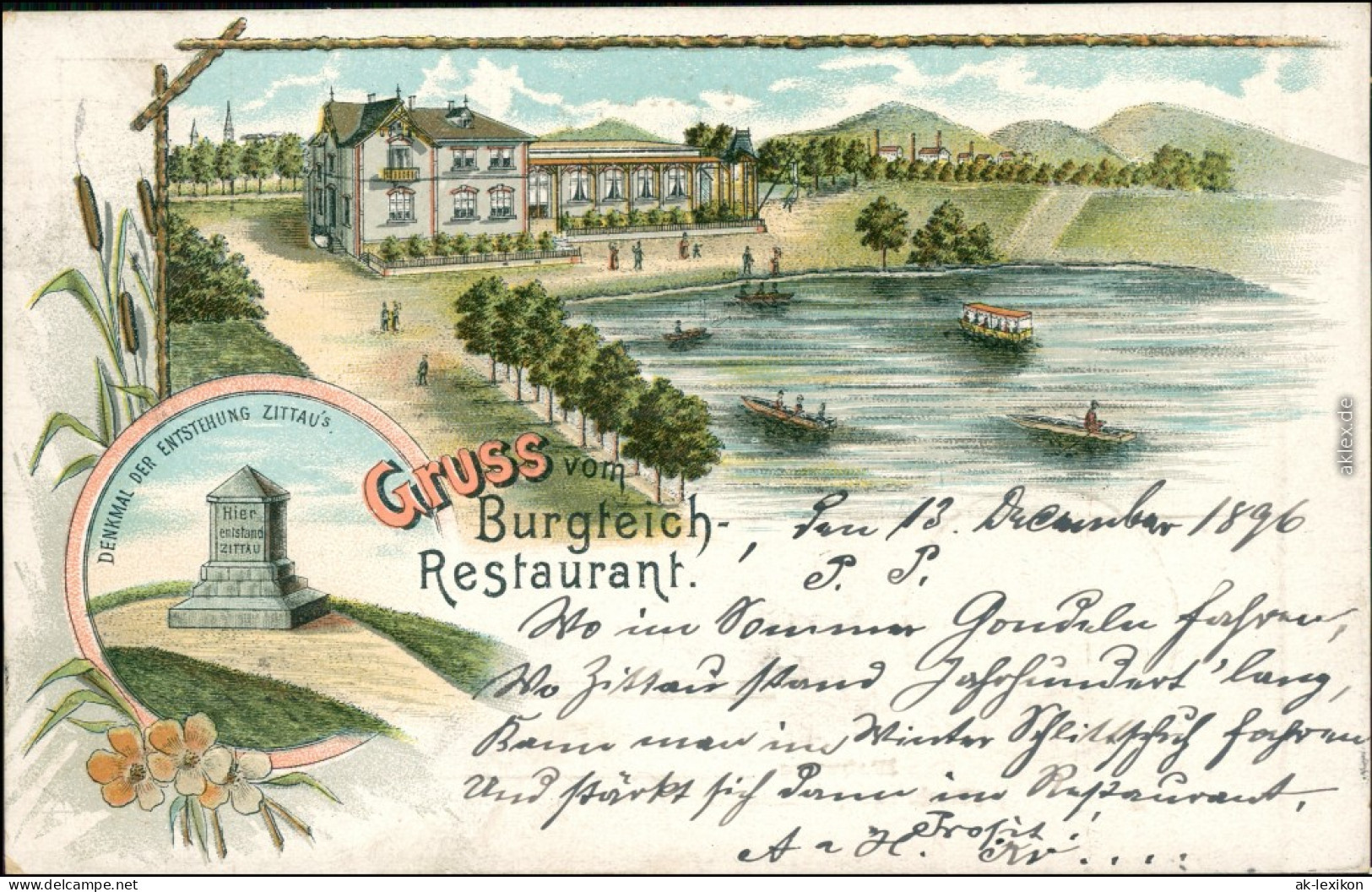 Ansichtskarte Zittau Litho AK - Burgteich Restaurant 1896  - Zittau