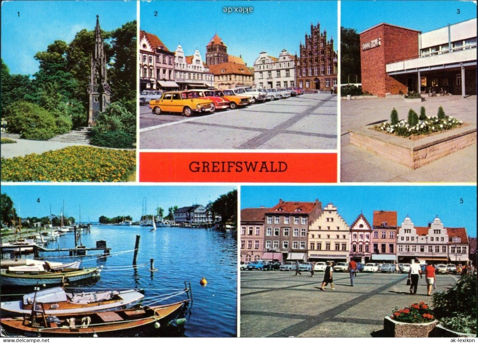 Greifswald Rubenowdenkmal, Platz  HOG Boddenhus, Hafen In Wieck G1977 - Greifswald