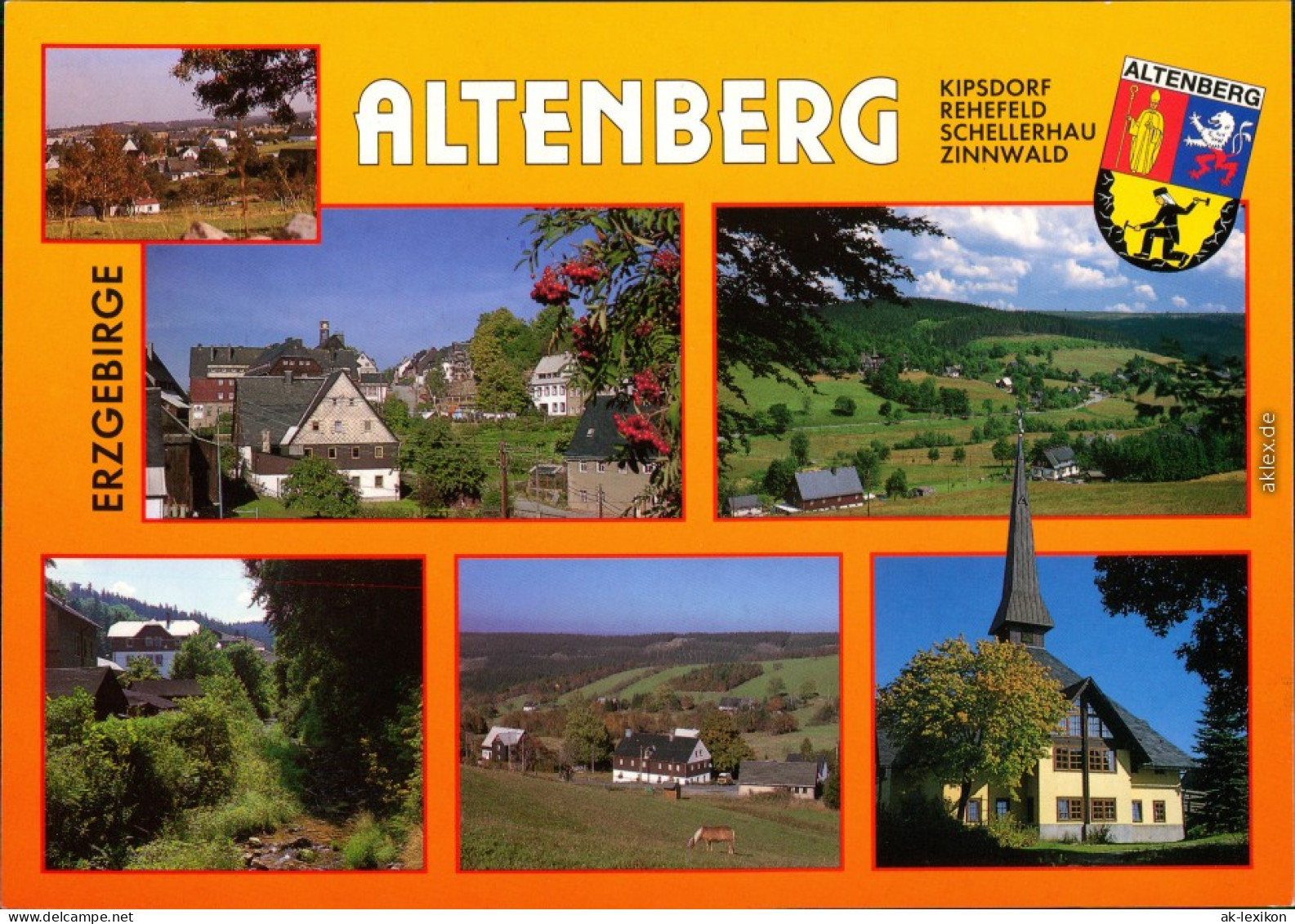 Altenberg (Erzgebirge) Panorama, Kirche - Kipsdorf, Rehefeld, Schellerhau  1996 - Altenberg