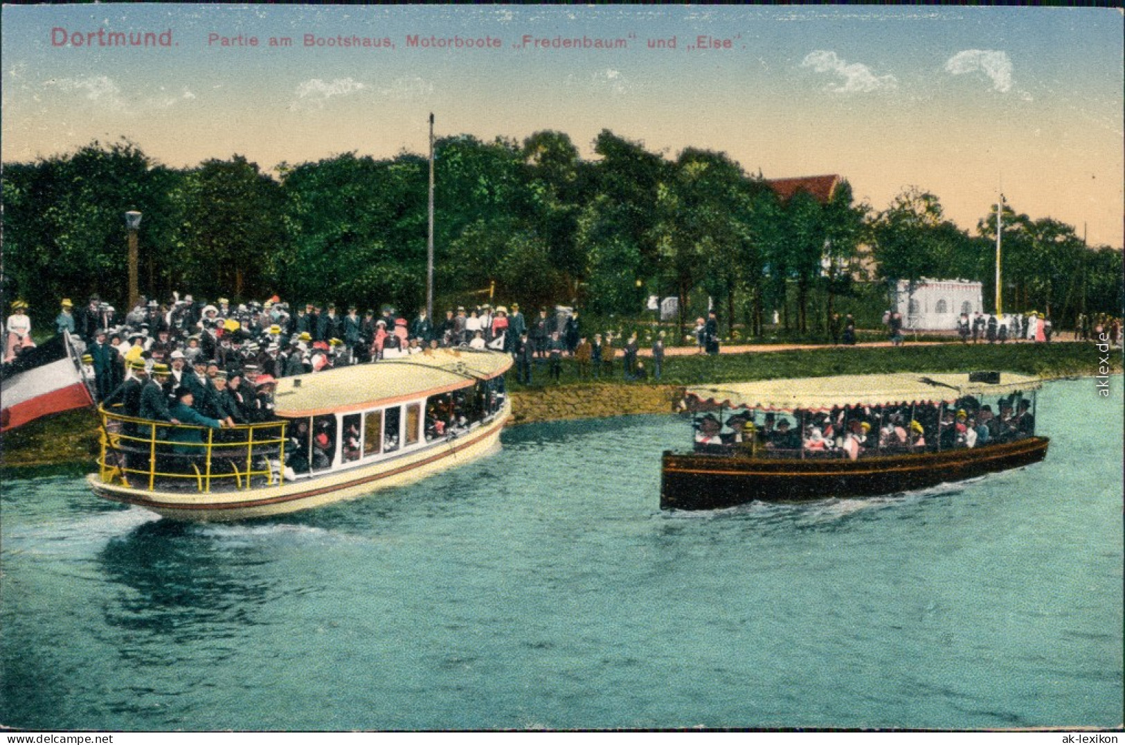 Ansichtskarte Dortmund Partie Am Bootshaus, Motorboote 1914  - Dortmund