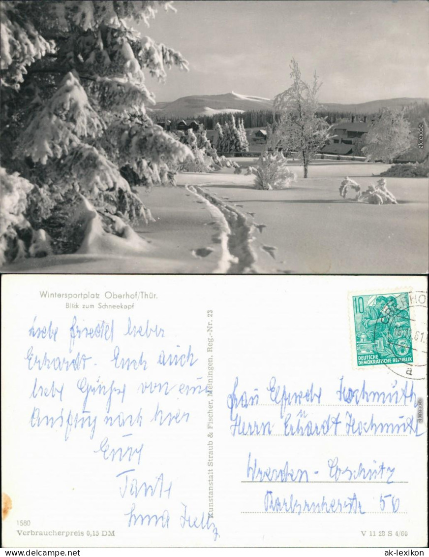 Ansichtskarte Oberhof (Thüringen) Blick Zum Schneekopf 1960 - Oberhof