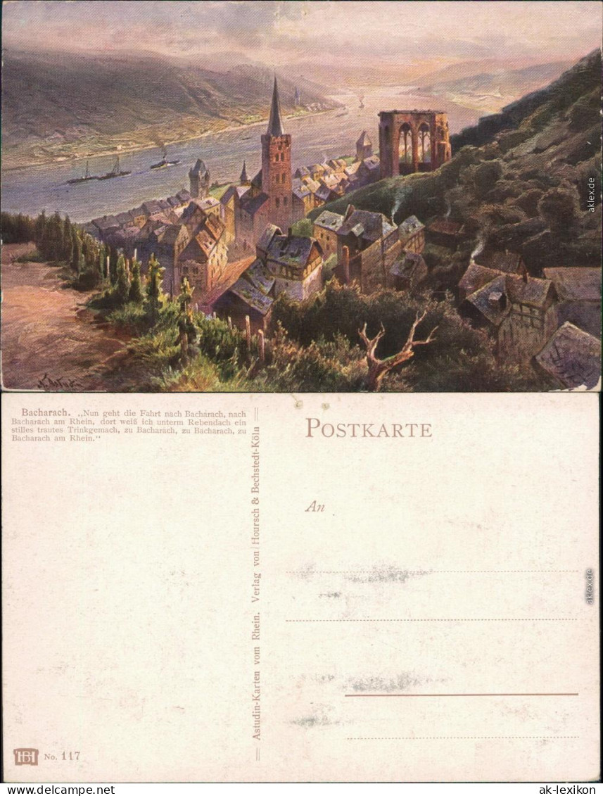 Ansichtskarte Bacharach Panorama-Ansichten Gemälde 1914 - Bacharach