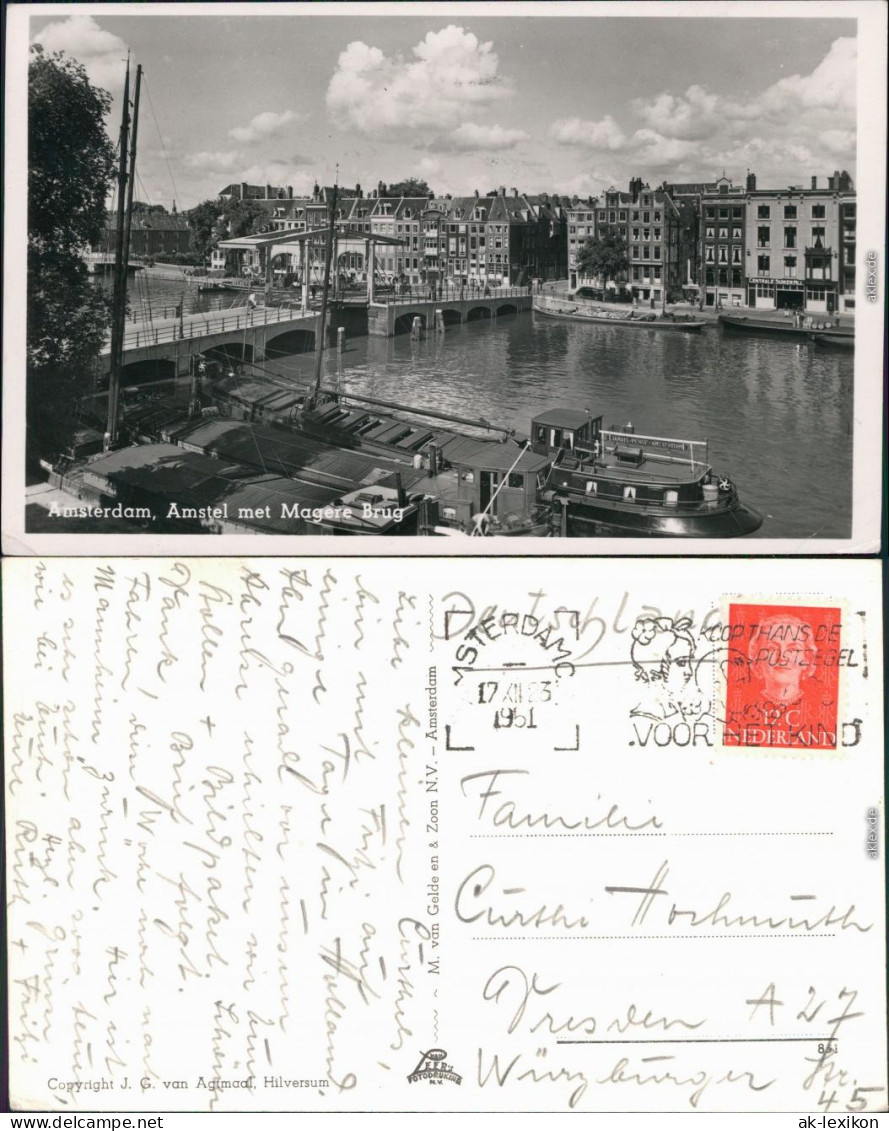 Ansichtskarte Amsterdam Amsterdam Brücke, Hafen 1951 - Amsterdam