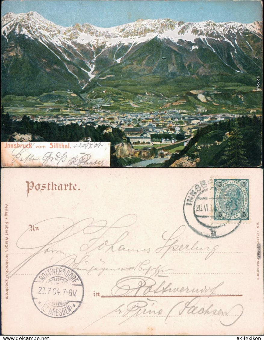 Ansichtskarte Innsbruck Blick Auf Den Ort Vom Sillthal 1904 - Innsbruck