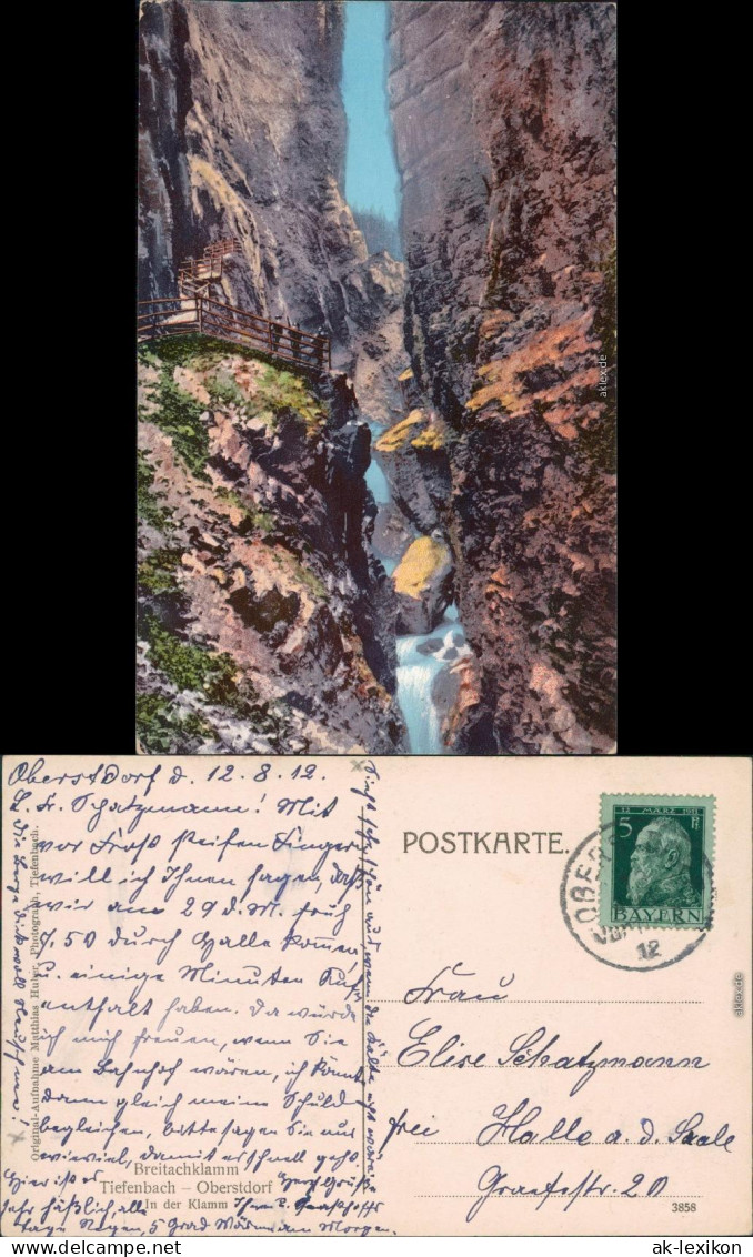 Ansichtskarte Tiefenbach-Oberstdorf (Allgäu) Breitachklamm 1912 - Oberstdorf