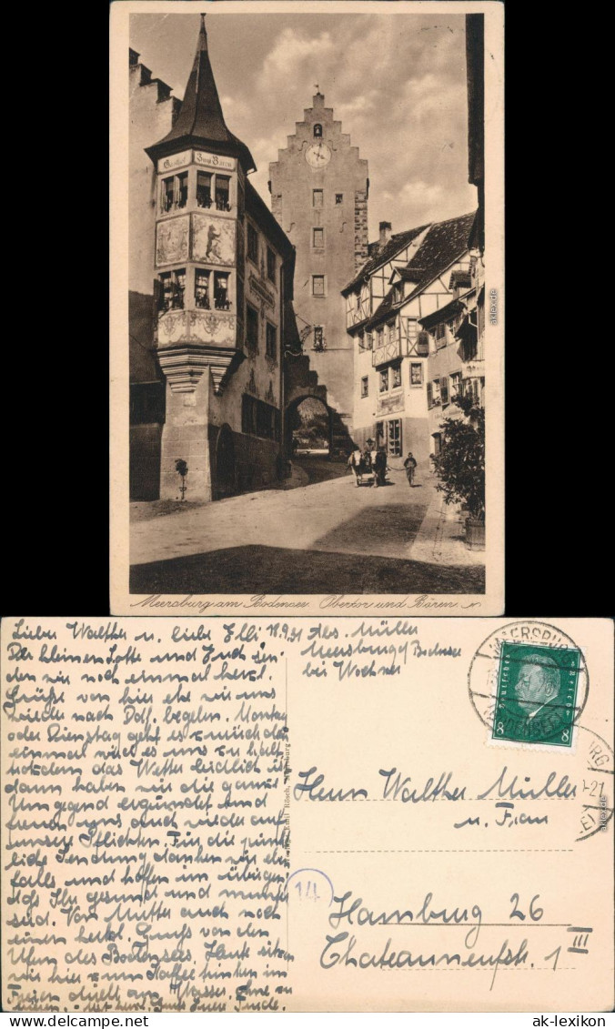 Ansichtskarte Meersburg Obertor Und Bären 1931 - Meersburg