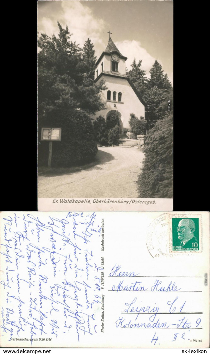 Ansichtskarte Oberbärenburg-Altenberg (Erzgebirge) Waldkapelle 1955 - Altenberg