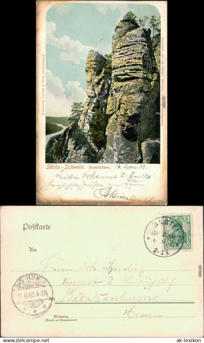 Ansichtskarte Rathen Basteifelsen (Sächsische Schweiz) 1903 - Rathen