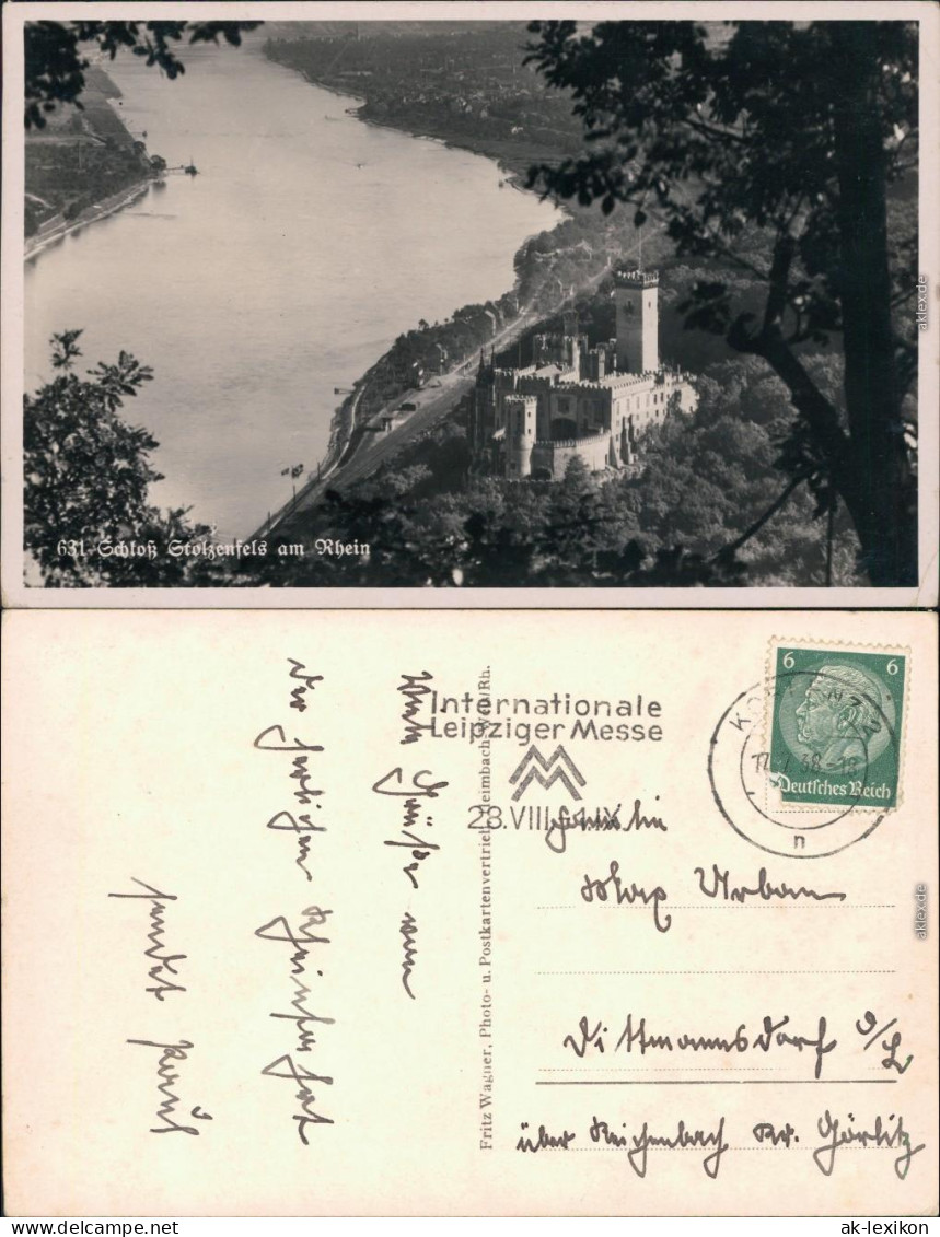 Ansichtskarte Stolzenfels-Koblenz Schloß Stolzenfels/Burg Stolzenfels 1938 - Koblenz