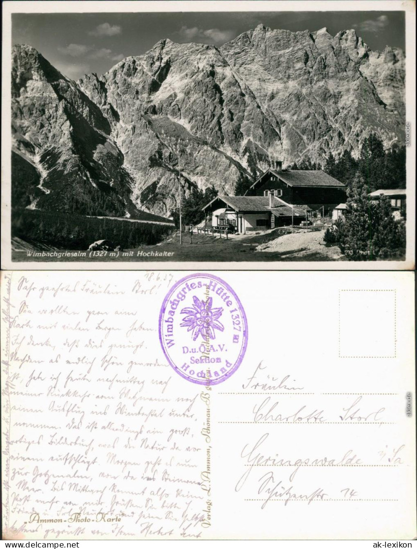 Ansichtskarte Berchtesgaden Wimbachgriesalm Mit Hochkalter 1937 - Berchtesgaden