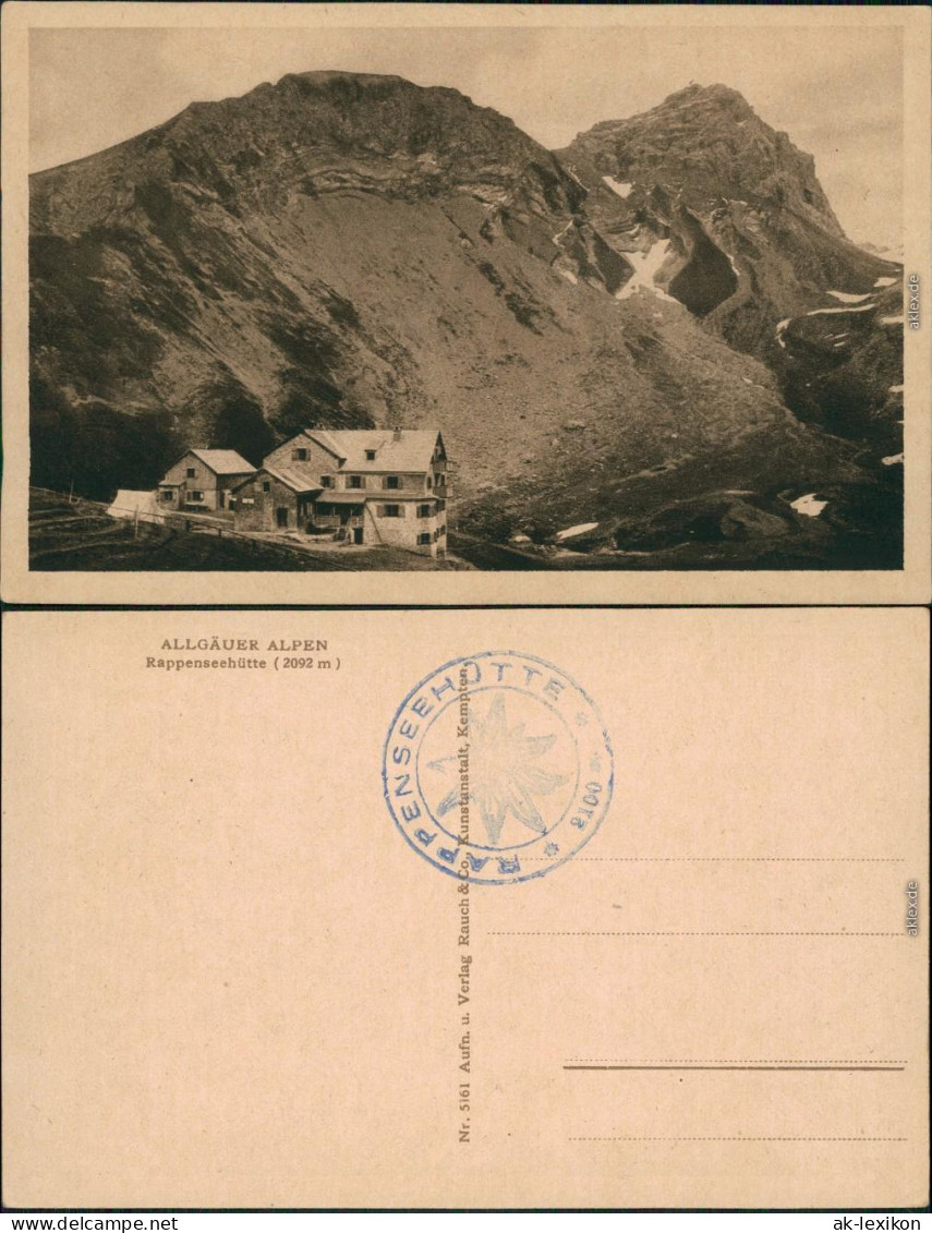 Ansichtskarte Oberstdorf (Allgäu) Rappenseehütte (2092 M) 1928 - Oberstdorf