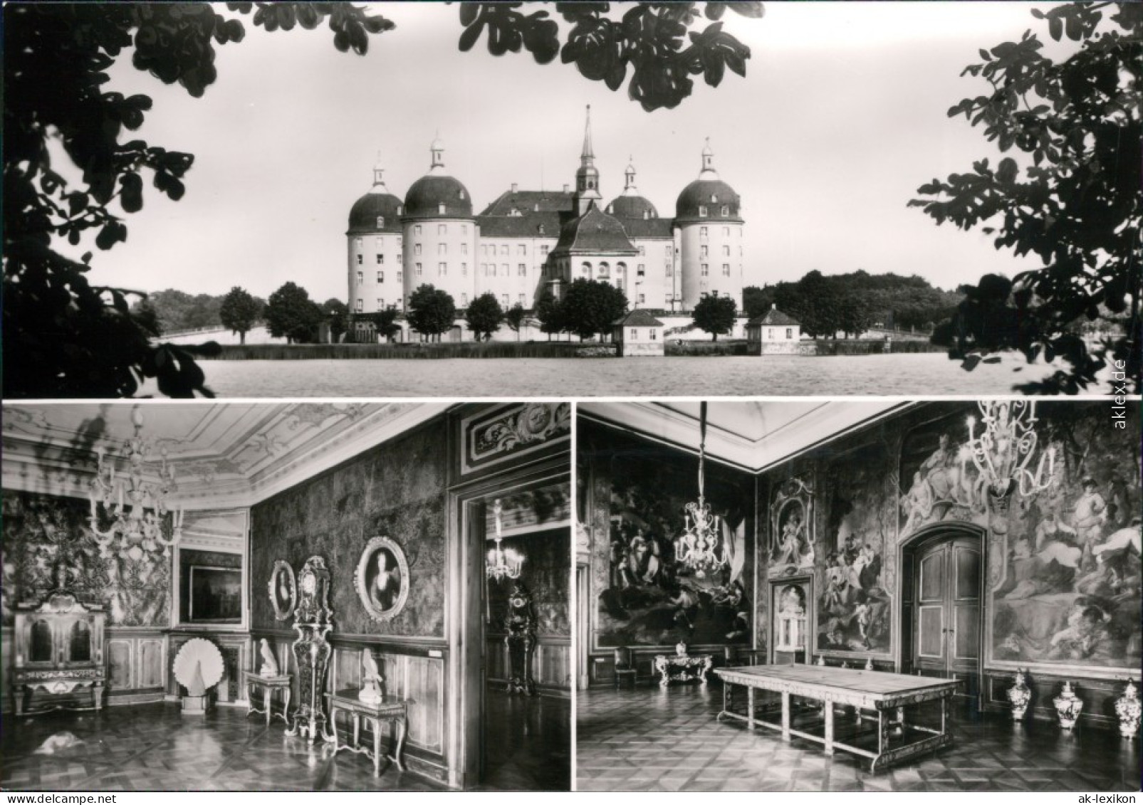 Moritzburg Kgl. Jagdschloss - Westansicht, Kurfürstenzimmer, Spielsaal 1977 - Moritzburg