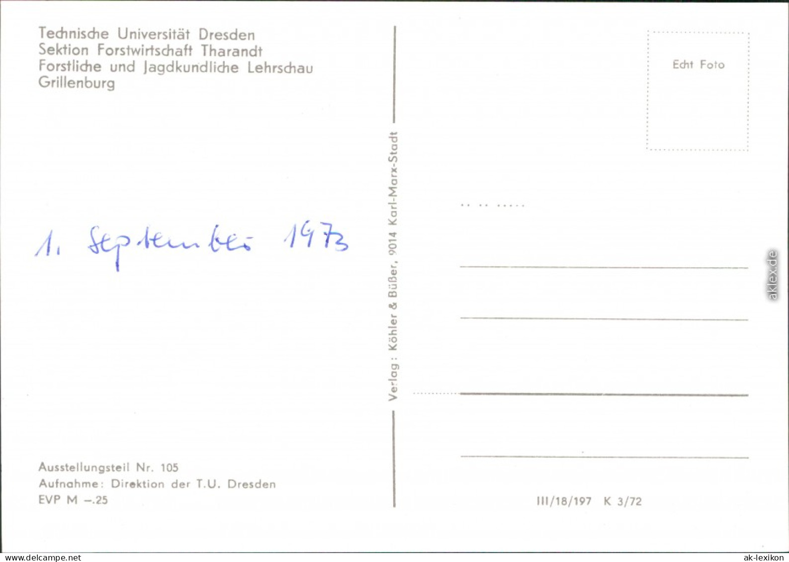 Grillenburg-Tharandt Technische Universität Dresden -   1972 - Tharandt