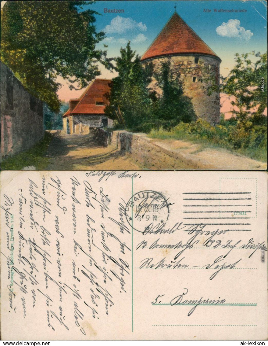 Ansichtskarte Bautzen Budyšin Alte Waffenschmiede - Coloriert 1916 - Bautzen