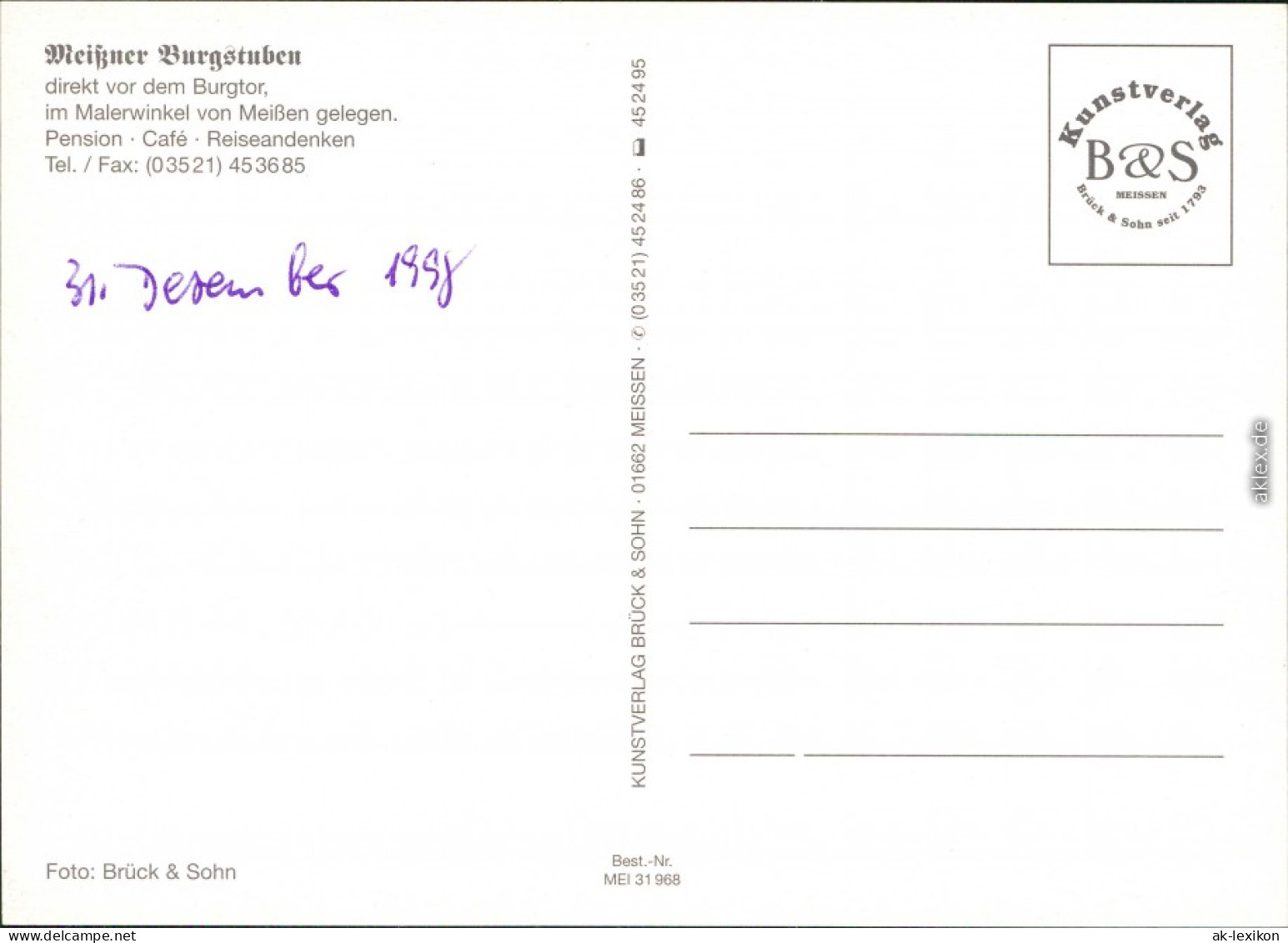 Ansichtskarte Meißen Meißner Burgstuben 1998 - Meissen