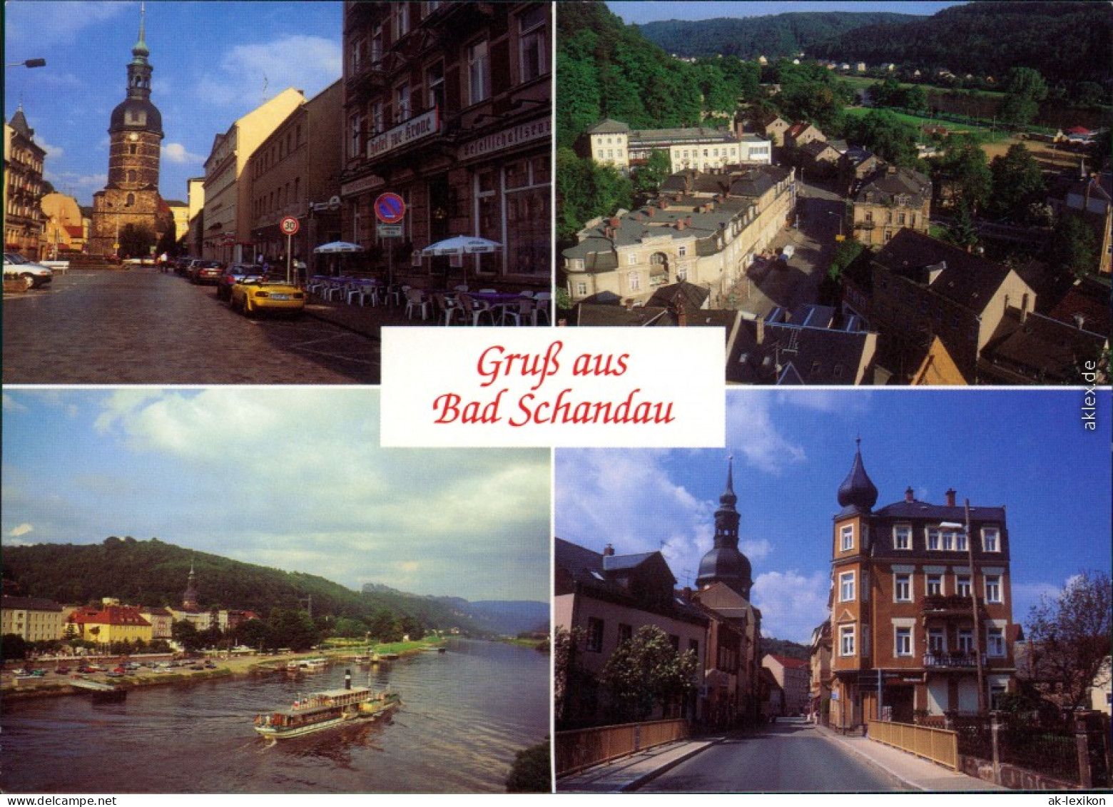 Bad Schandau Marktplatz Mit Kirche, Ansicht Mit Raddampfer 2000 - Bad Schandau