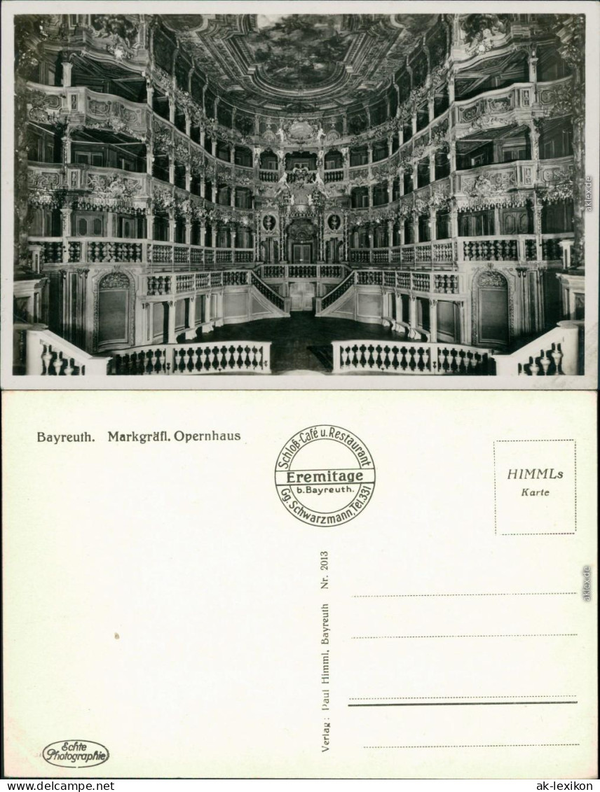 Ansichtskarte Bayreuth Opernhaus - Innenansicht 1934 - Bayreuth