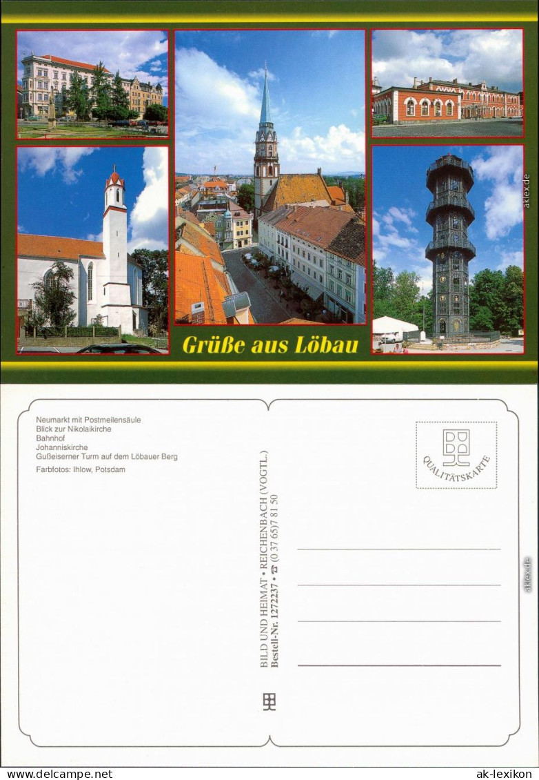 Löbau Neumarkt Mit Postmeilensäule, Gußeisener Turm Auf Dem Löbauer Berg 1995 - Loebau
